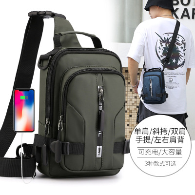 Men's Multifunctional Chest Bag Waterproof Fashion Casual Shoulder Messenger Bag New Ins Trendy Space Cloth Small Backpack