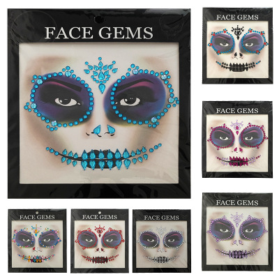 Creative DIY Flattering Stage Face Stick-on Crystals Custom Party Performance Face Three-Dimensional Rhinestones Paster Amazon Halloween