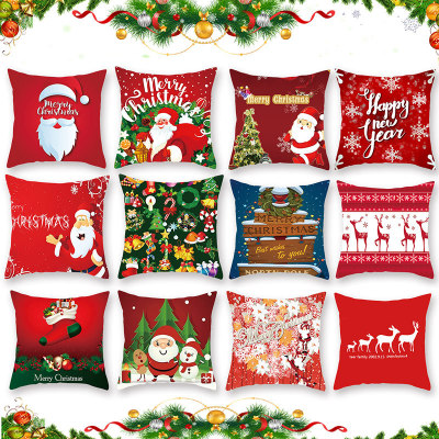 Factory Direct Sales Red Christmas Pillow Cover Amazon Hot Holiday Home Sofa Cushion Cover Custom Processing