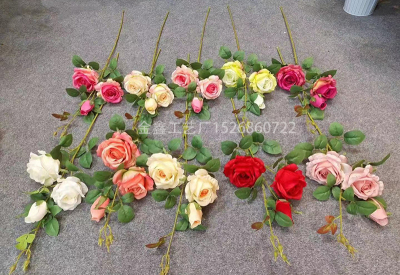 NEW delicate roses branch silk artificial flowers home wedding decoration flores Christmas decor rose with leaves