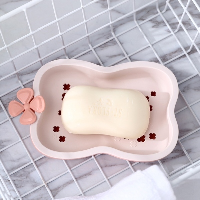 S81-1007 Creative Soap Holder Clover No Trace Stickers Drain Soap Box Bathroom Soap Holder Simple Soap Box