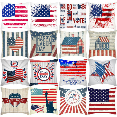 Independence Day Pillow Cover American Flag Statue of Liberty Living Room Sofa and Bedside Nap Pillow Cushion Cover Wholesale