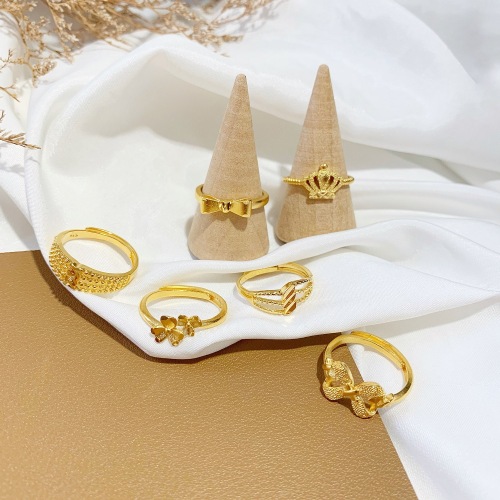 vietnam placer gold bow crown index finger ring hollow flower ring imitation gold ring female opening no color fading