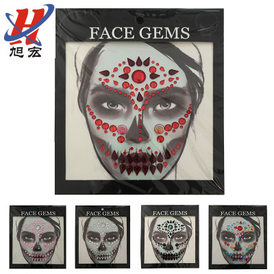 Halloween Face Pasters Ghost Festival Acrylic Face Party Makeup Face Pasters Creative Stage Acrylic Diamond Paste European and American