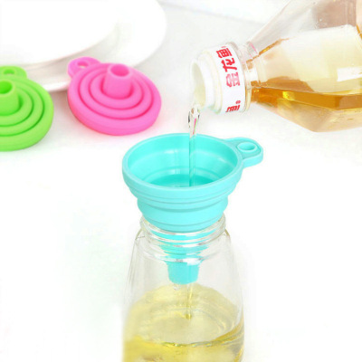 Household Foldable Retractable Funnel Kitchen Sub-Packaging Oil Leakage Candy Color High Temperature Resistant Long Neck Funnel