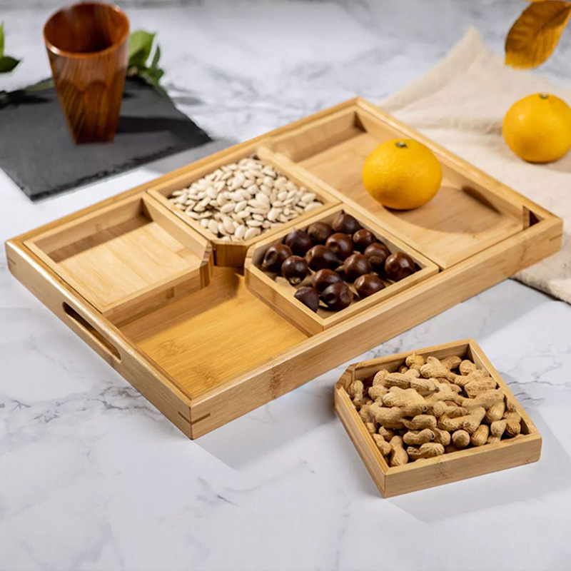 chinese wooden dried fruit plate candy box creative tray living room