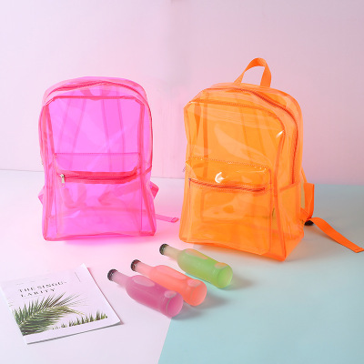 Fashion Transparent Schoolbag Amazon Hot PVC Thickened Backpack Waterproof Travel Storage Bag Available in Stock