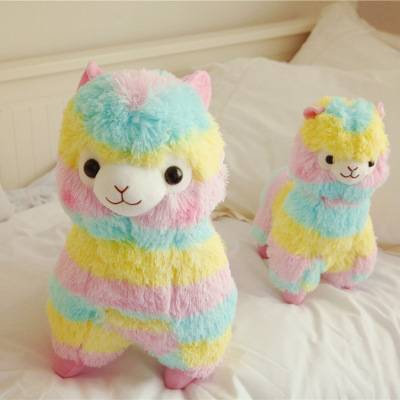 Wholesale Cute Animal Rainbow Alpaca Doll Plush Toys Color Grass Mud Horse Dolls for Clawing One Piece Dropshipping