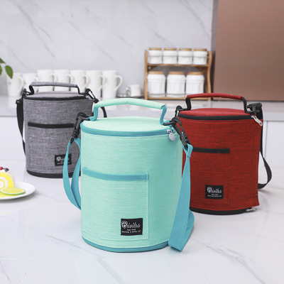 Cationic round Barrel One-Piece Ice Pack Lunch Box Bag Thermal Insulation Waterproof Lunch Bag Preservation round Barrel Lunch Bag Customizable