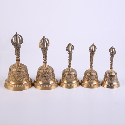 Handbell Clang Factory Wholesale Buddhist Bell Brass Handbell Vintage Handbell Clang Antique Brass Bell Buddha Bell