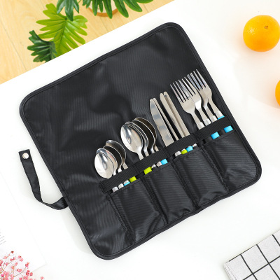 Japanese-Style Convenient Tableware Bag Knife and Fork Chopsticks Buggy Bag Folding Plastic Cutlery Set with Napkin Camping Tableware Storage Bag Buggy Bag Custom Wholesale