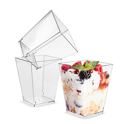 Mousse Cup Disposable 160ml Dessert Ice Cream Cup PS Benzene Square Cup