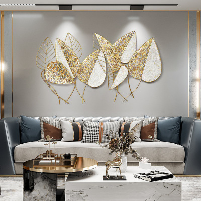 Modern Simple and Light Luxury Wall Hanging Living Room Creative Golden Leaves Entrance Hanging Ornament Wall Wall Hangings