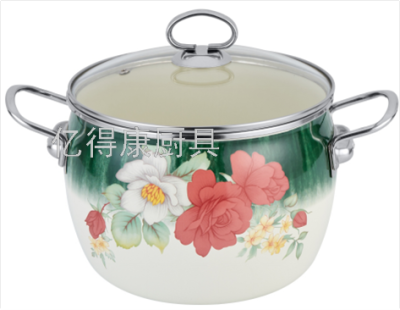 Stainless Steel Handle Enamel Soup Pot 22cm Thick Enamel Enamel Pan Soup Pot Large Capacity Pan