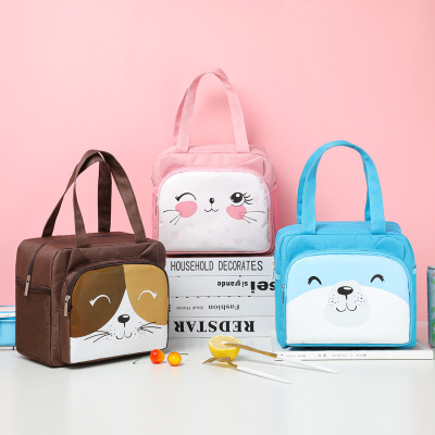 In Stock Wholesale Cute Pet Lunch Bag Portable Insulated Lunch Box Bag Cartoon Student with Rice Lunch Bag Printable Logo