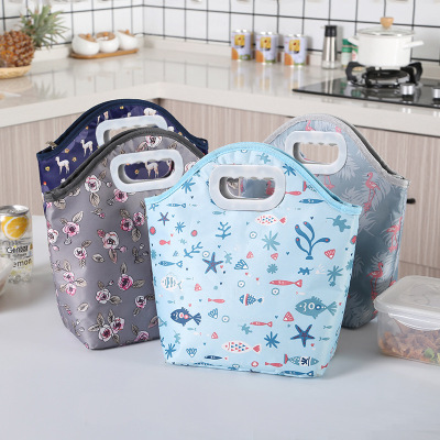 New Lunch Bag Waterproof Lunch Bag Thickening Thermal Insulation Lunch Box Bag Hand Bag Student Meal Bag round Hole Handbag