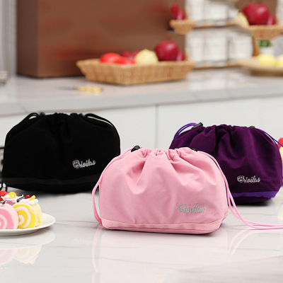 Insulated Bag Autumn and Winter New Student Drawstring Bag Lunch Bag Thickened Pearl Cotton Heat Insulation Lazy Drawstring Lunch Box Bag