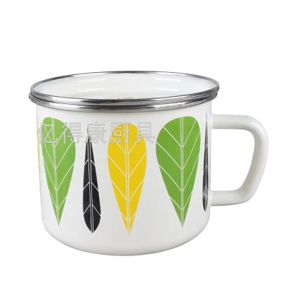 14cm Thick Enamelled Cup Nostalgic Tea Cup Fast Food Cup Lunch Box Instant Noodle Cup Tea Container Lunch Bag