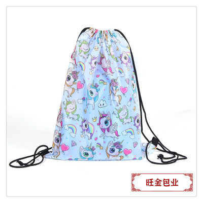 Folding Printing Lightweight Backpack Drawstring Bag Drawstring Outdoor Waterproof Large Capacity Travel Backpack