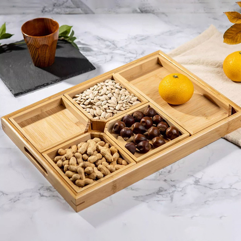 chinese wooden dried fruit plate candy box creative tray living room