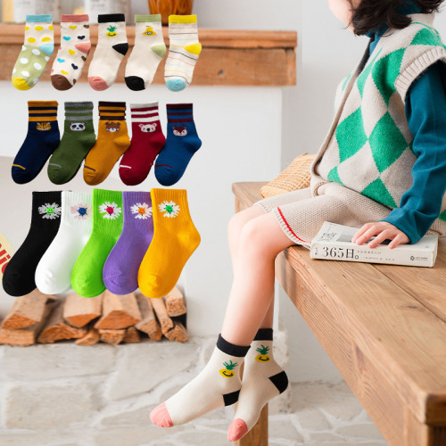 2022 Children‘s Socks Autumn and Winter New Combed Cotton Cartoon Fruit Tube Socks Breathable Cute Baby‘s Socks Wholesale