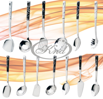 Stainless Steel Marbling Spatula Ladel Strainer and Soup Spoon Kitchenware