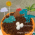 Copyright Dinosaur Cake Decorative Card Baking Scene Cake Cartoon Double Layer Dinosaur Cake Cake Decoration Card Decorative Flag