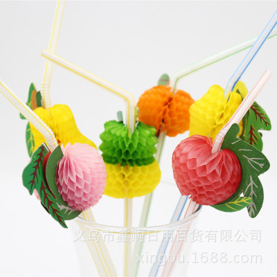 Cross-Border Supply Disposable Plastic Straw Bendable Fruit Straw Shaped Straw Craft Latte Art Straw