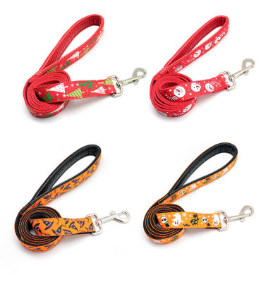 Factory Wholesale Pet Hand Holding Rope Christmas Halloween Dog Leash Nylon Comfortable Handle Can Be Customized
