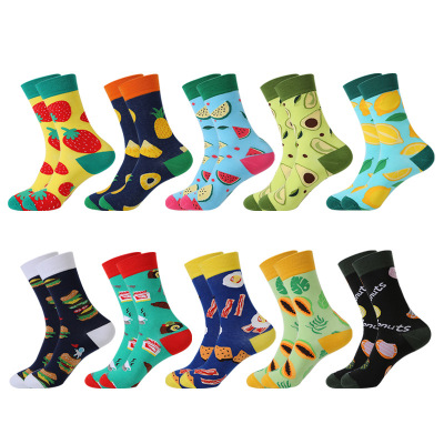 Creative Fruit/Food Trendy Mid-Calf Length Socks Women's Cross-Border Autumn and Winter Fashion Brand Cotton Socks Men's European and American Long Socks Wholesale