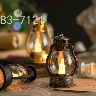 Creative Retro Barn Lantern Kerosene Lamp Portable Lamp Props Bar Christmas Candle Decoration Holiday Candle Atmosphere Night Light