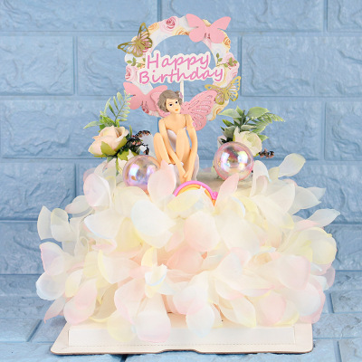Three-Dimensional Butterfly Garland Cake Inserting Card Beautiful Romantic Happy Birthday Cake Decoration Card Dessert Bar Layout