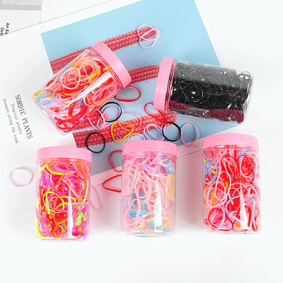 Yiwu Children Hair Accessories Supply Wholesale Korean Style Color Hair Band High Elasticity Canned Disposable Rubber Band