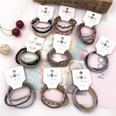 Order Card Rubber Band Basic Style Headband Simple All-Match Hair Band 3 Pieces One Card Leather Cover Stall 2 Yuan Store Supply