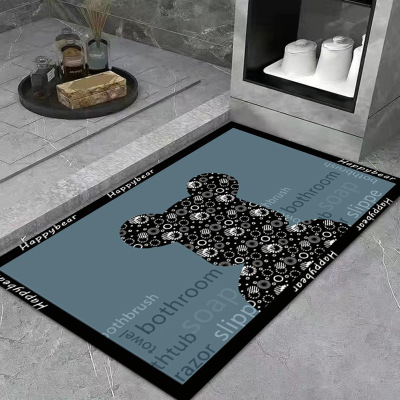 Cartoon Cute Bathroom Carpet Diatom Ooze Absorbent Floor Mat Violent Bear Fashion Rubber Pad Toilet Entrance Floor Mat