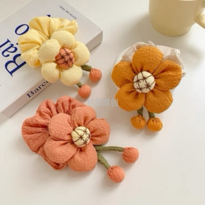 Children's Hair Band Cute Flowers Large Intestine Ring Early Autumn New Online Influencer Head String Tie Hair Accessory for Ponytail Girls' Baby Headdress
