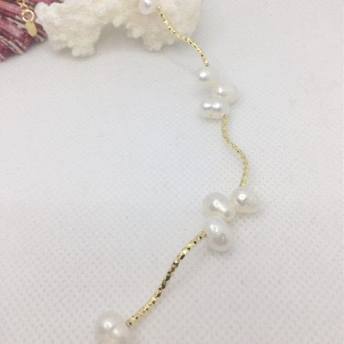 wholesale natural freshwater pearl plated 14k color retaining elbow necklace internet celebrity live clock-in popular best-selling products
