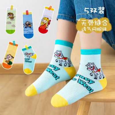 2022 Socks Children Spring and Summer Thin Mesh Tube Socks Journey to the West Baby Socks Boys Cotton Socks Tide