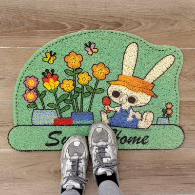 Cartoon PVC Wire Ring Doormat Non-Slip Pet Special-Shaped Mat Dust Removal Home Entrance Foot Mat Lazy Bathroom Mats