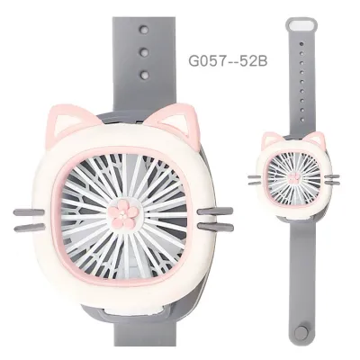 2022 New Cute Cartoon Watch Fan Comes with Essential Oil Small Cute Flowers Cat Rabbit Deer Bee Animal H