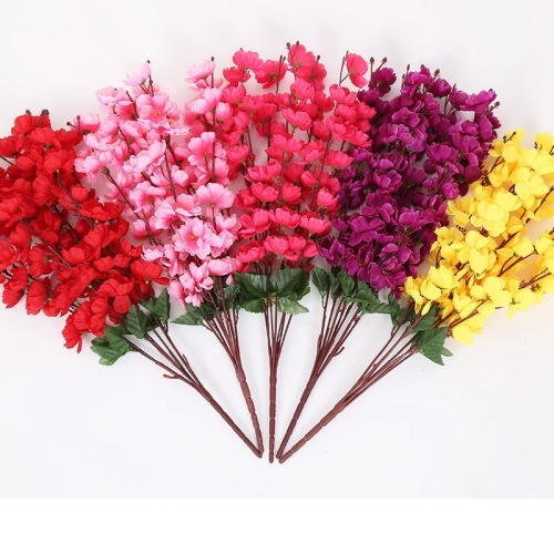 artificial peach blossom branch fake flower single dried flower cherry blossom living room decoration branch preserved plum blossom silk flower artificial tree landscape decoration