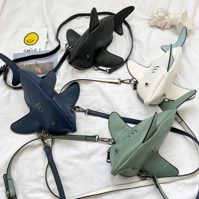 Europe and America Creative Animal Fierce Shark Women's Bag Simulation Adorkable Animal Shoulder Crossbody Bag Contrast Color Cartoon Bag