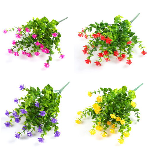 plastic flowers 7 fork 35 head eucalyptus emulational rose flower zamioculcas leaves plastic lotus wedding gardening decorative fake flower