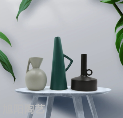 Modern Simple and Fresh Ceramic Vase Decoration Living Room and Sample Room Flower Arrangement Creative Geometric Art Decorative Flowerpot