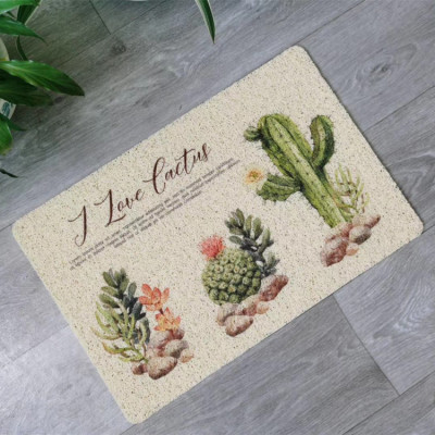 Fresh PVC Silk Ring Non-Slip Home Mat Non-Slip Paws Rubbing Durable Door Mat Plant Cactus Manufacturer