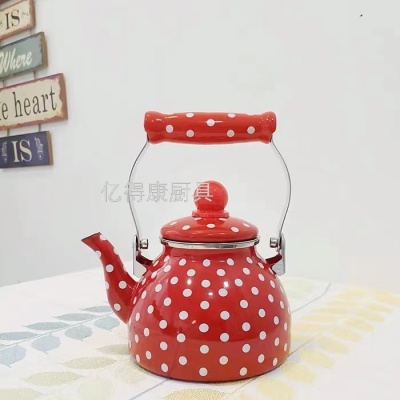 1.5l Enamel Kettle Water Pitcher Teapot Coffee Pot Red