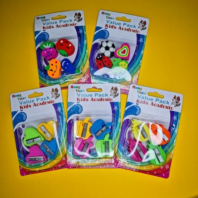 Rubber Pencil Sharpener Stationery Set Suction Card Set Primary School Gift Prize Gift Wholesale and Retail