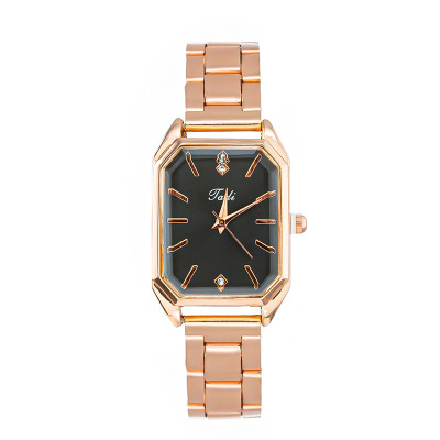 Foreign Trade New Korean Style High-End Fashion Steel Band Diamond Women's Watch Simple Square Strip Ding Scale Student Watch