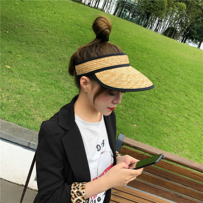 Korean Fashion Straw Topless Hat Straw Hat Female Online Influencer Same Barrettes Peaked Cap Sun Hat
