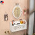 Simple Bathroom Bathroom Explosion-Proof Mirror Washstand Dressing Mirror with Shelf Punch-Free Wall-Mounted Self-Adhesive Wall Hanging